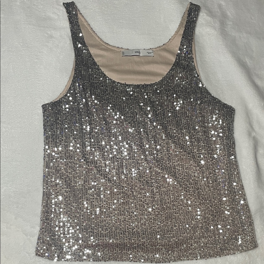 Mango Silver Sequin Tank Top